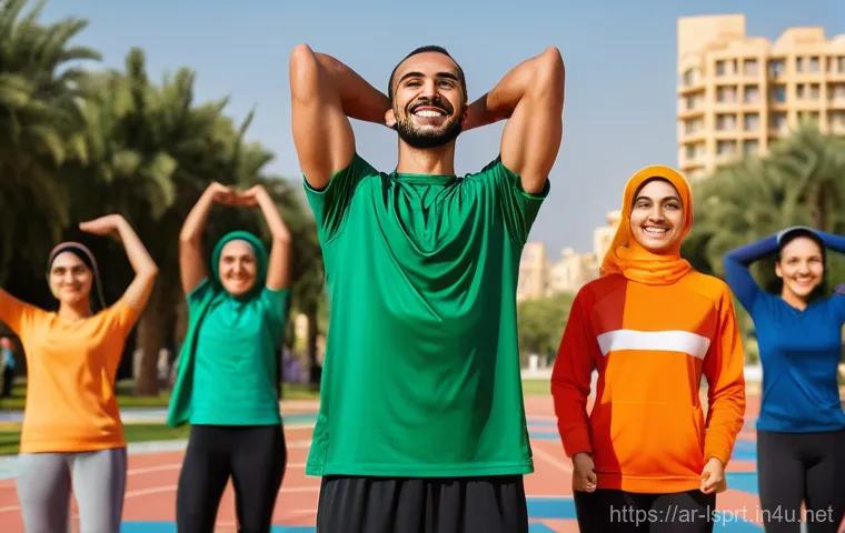 레저스포츠지도자 자격증 시험 합격자 인터뷰 - **Prompt 1: Inspiring Outdoor Fitness Session in an Arabian City Park**
    "A vibrant, wide-angle s...