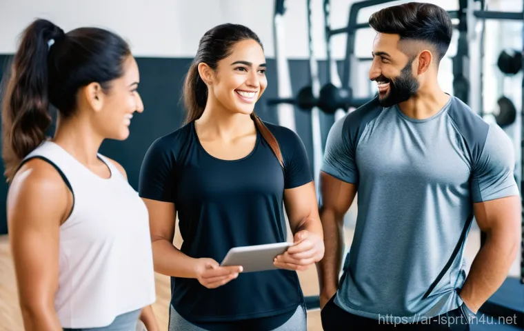 레저스포츠지도자 이직 준비 시 필수 고려사항 - **Prompt:** A confident, professional fitness coach, in their late 20s to early 30s, of Middle Easte...
