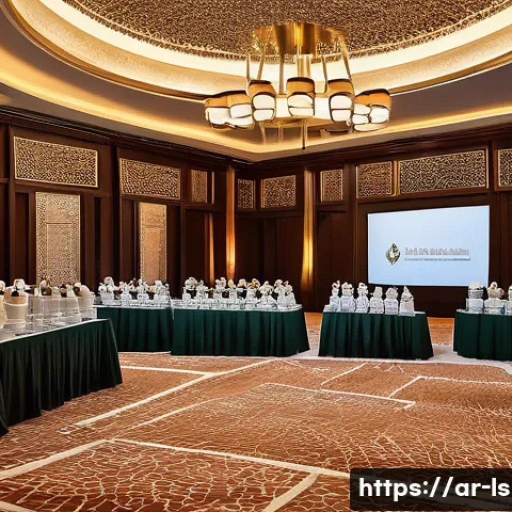 레저스포츠지도자 관련 학회 및 네트워킹 기회 - A professional networking event focused on recreational sports, showing a diverse group of Arab prof...