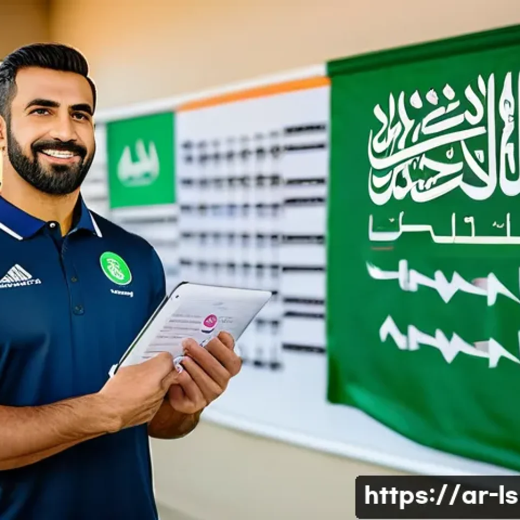 레저스포츠지도자 자격증 갱신 비용과 준비물 - A professional male sports coach of Middle Eastern descent wearing modern athletic training gear and...