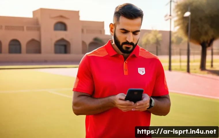 레저스포츠지도자 업무 능력 향상 프로젝트 - A professional Middle Eastern sports coach wearing modern athletic wear and a smartwatch, demonstrat...