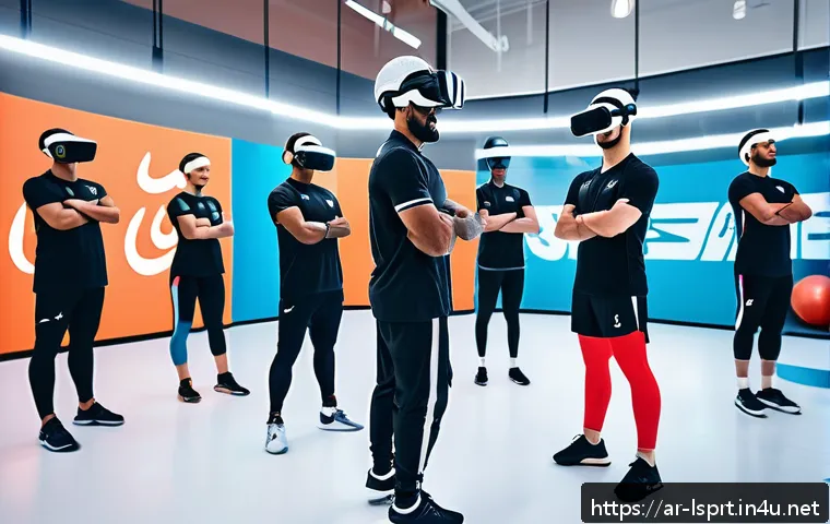 레저스포츠지도자 해외 진출 전략 - A professional Arab sports coach leading a diverse group of adult athletes in a modern indoor traini...