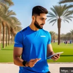 레저스포츠지도자와 관련된 최신 연구 동향 - A modern sports training session in a Middle Eastern outdoor recreational park, featuring a diverse ...