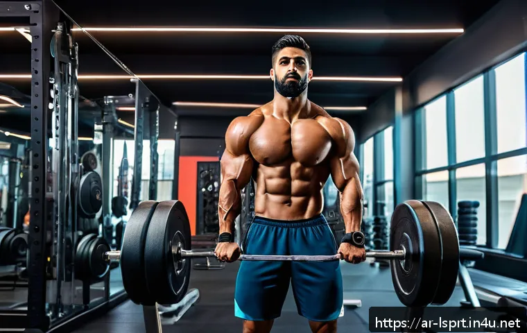 레저스포츠지도자 필수 운동생리학 개념 정리 - A professional male athlete performing a balanced muscle workout in a modern gym setting, wearing fi...