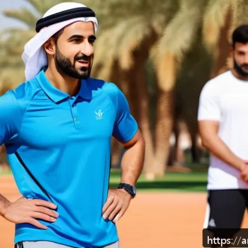 레저스포츠지도자 필기시험 문제 유형 분석 - A professional male sports coach of Middle Eastern descent conducting an outdoor group training sess...