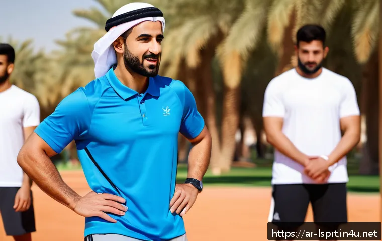 레저스포츠지도자 필기시험 문제 유형 분석 - A professional male sports coach of Middle Eastern descent conducting an outdoor group training sess...